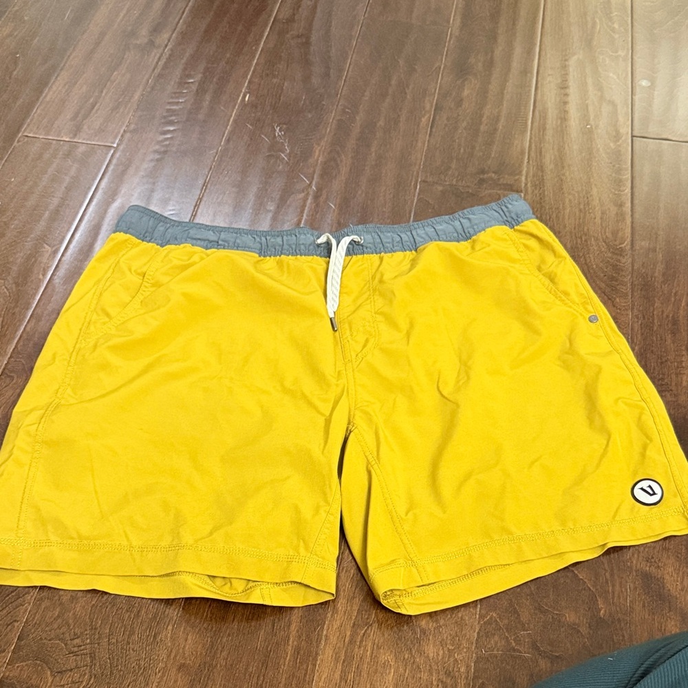 Vuori Men's Yellow Athletic Shorts with Gray Waistband